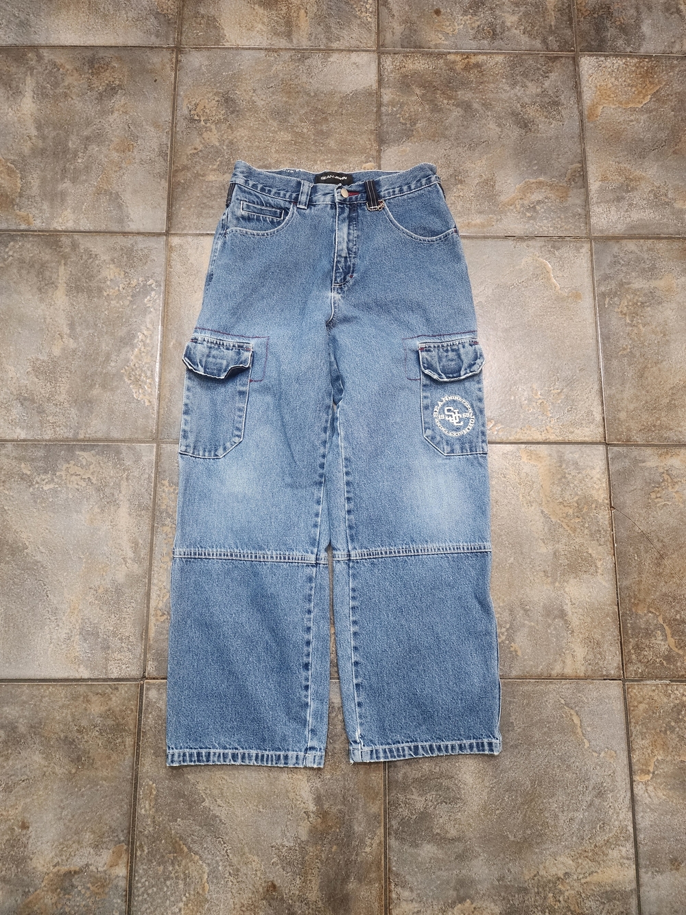 Vintage Y2K Sean John Boy's 12 27x26 Embroidered Baggy Wide-Leg Carpenter Jeans